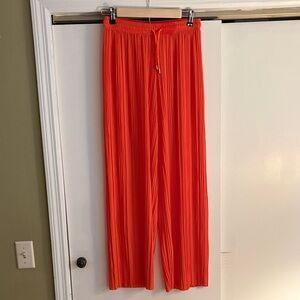 Vibrant Orange Pull On Pleated Pants